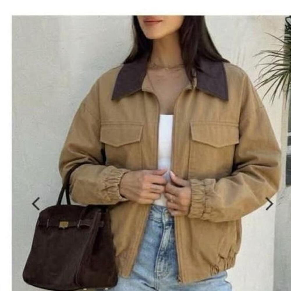 Stitch feather brown jacket